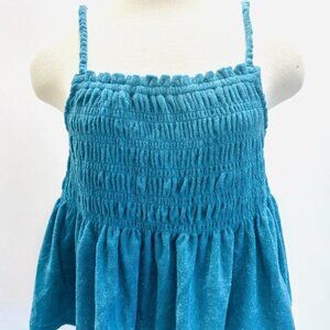 NWT SO Juniors Pullover Shirred Turquoise Terry Cloth Smocked Peplum Tank Sz XXL